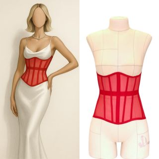 ❤️‍🔥 Zvýrazněte své křivky stylově! Náš červený pasový korzet ušitý z speciálního tylu dokonale tvaruje postavu, podtrhuje...